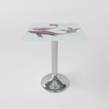  Bàn kiếng 6 tấc chân mâm 1 trụ inox 