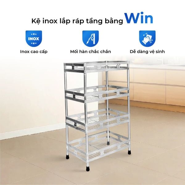 Kệ inox WIN TORO 400 x 600 mm (lắp ráp)