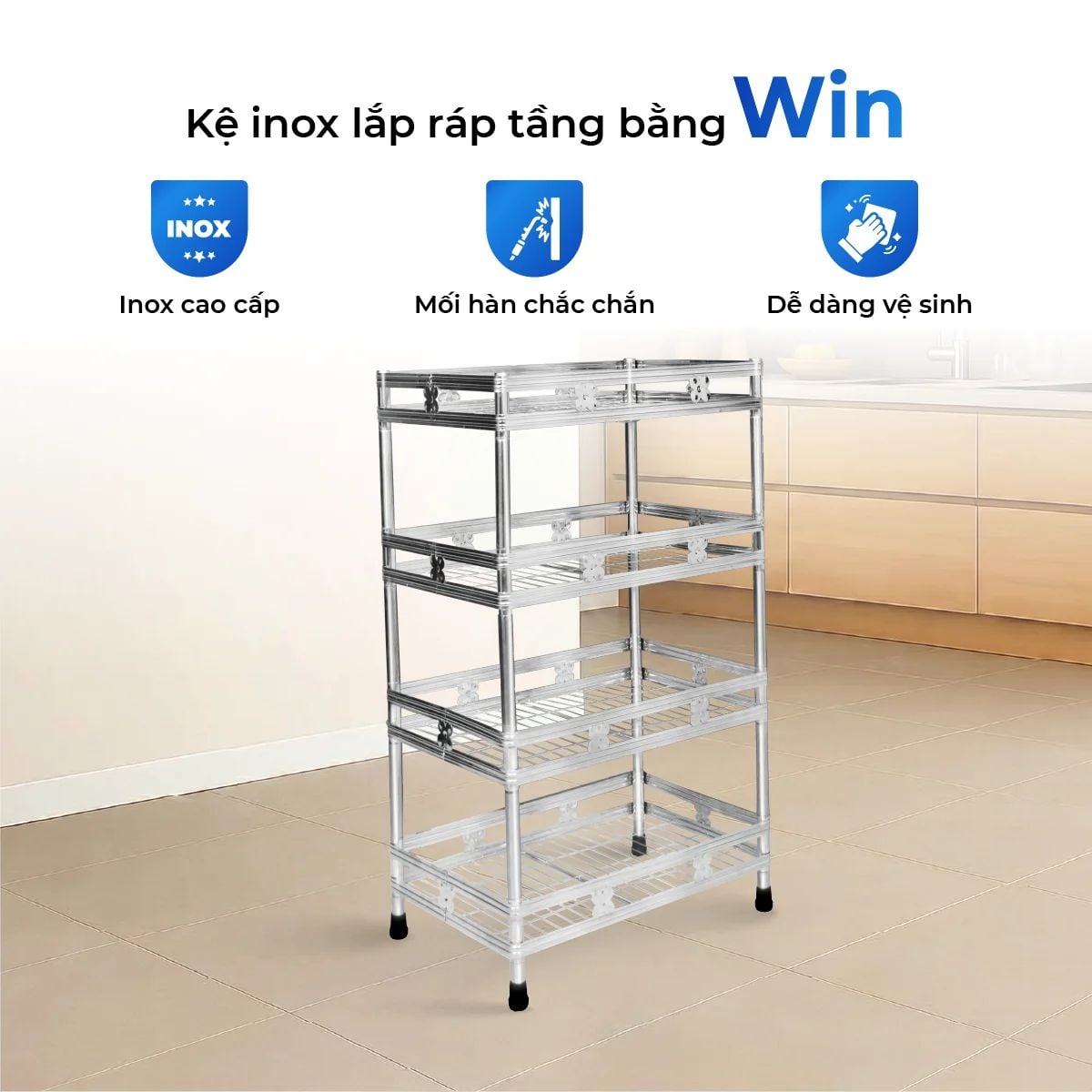  Kệ inox WIN TORO 400 x 600 mm (lắp ráp) 