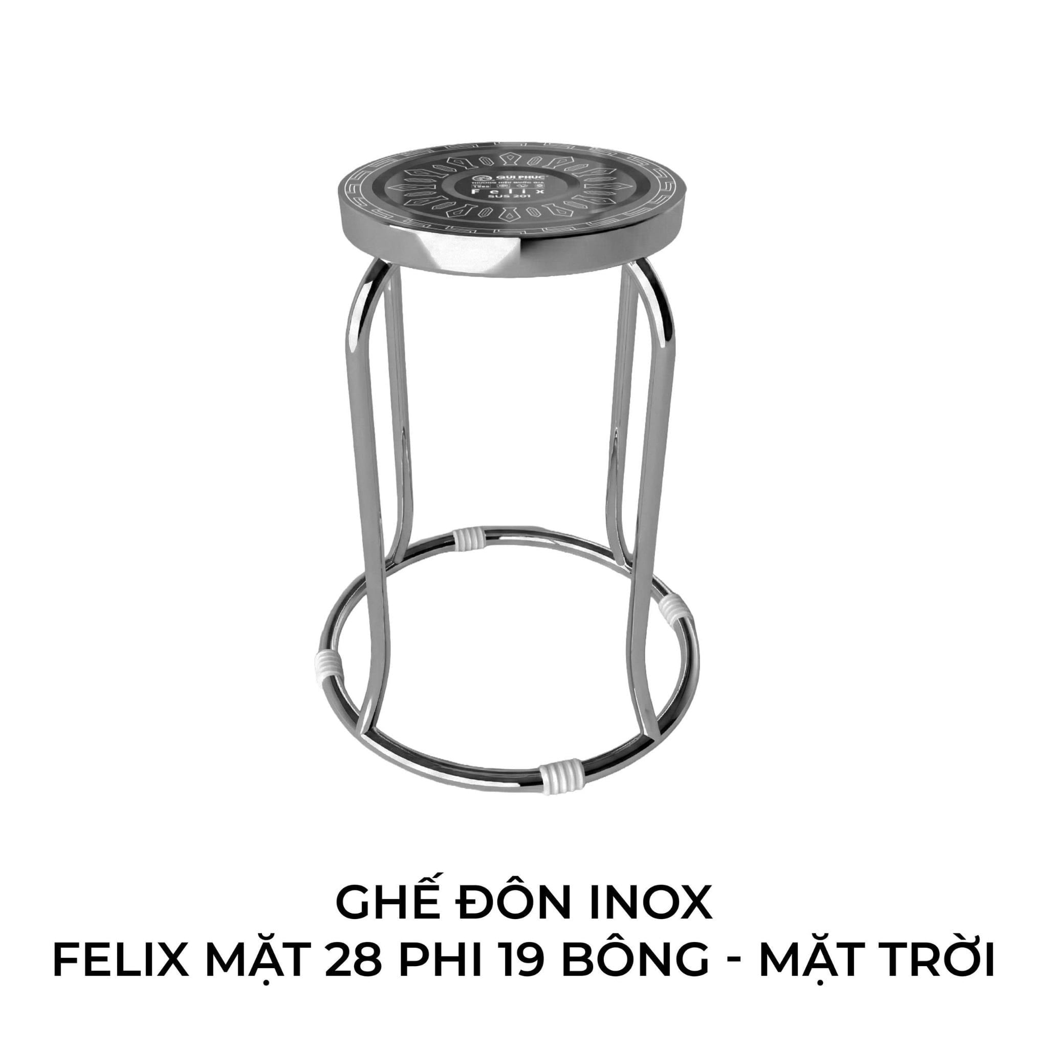 Ghế đôn inox FELIX mặt 28 phi 19 