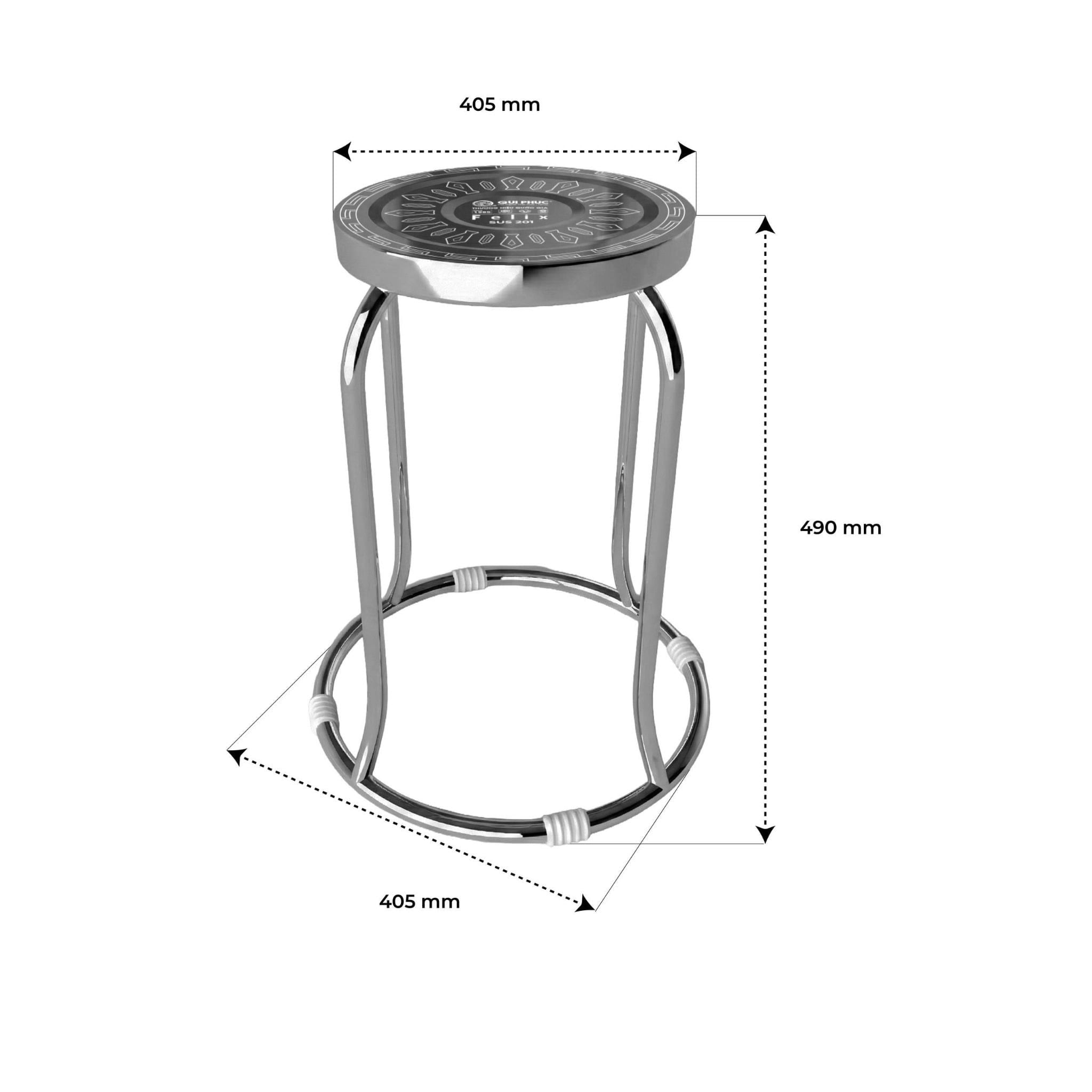  Ghế đôn inox FELIX mặt 28 phi 19 