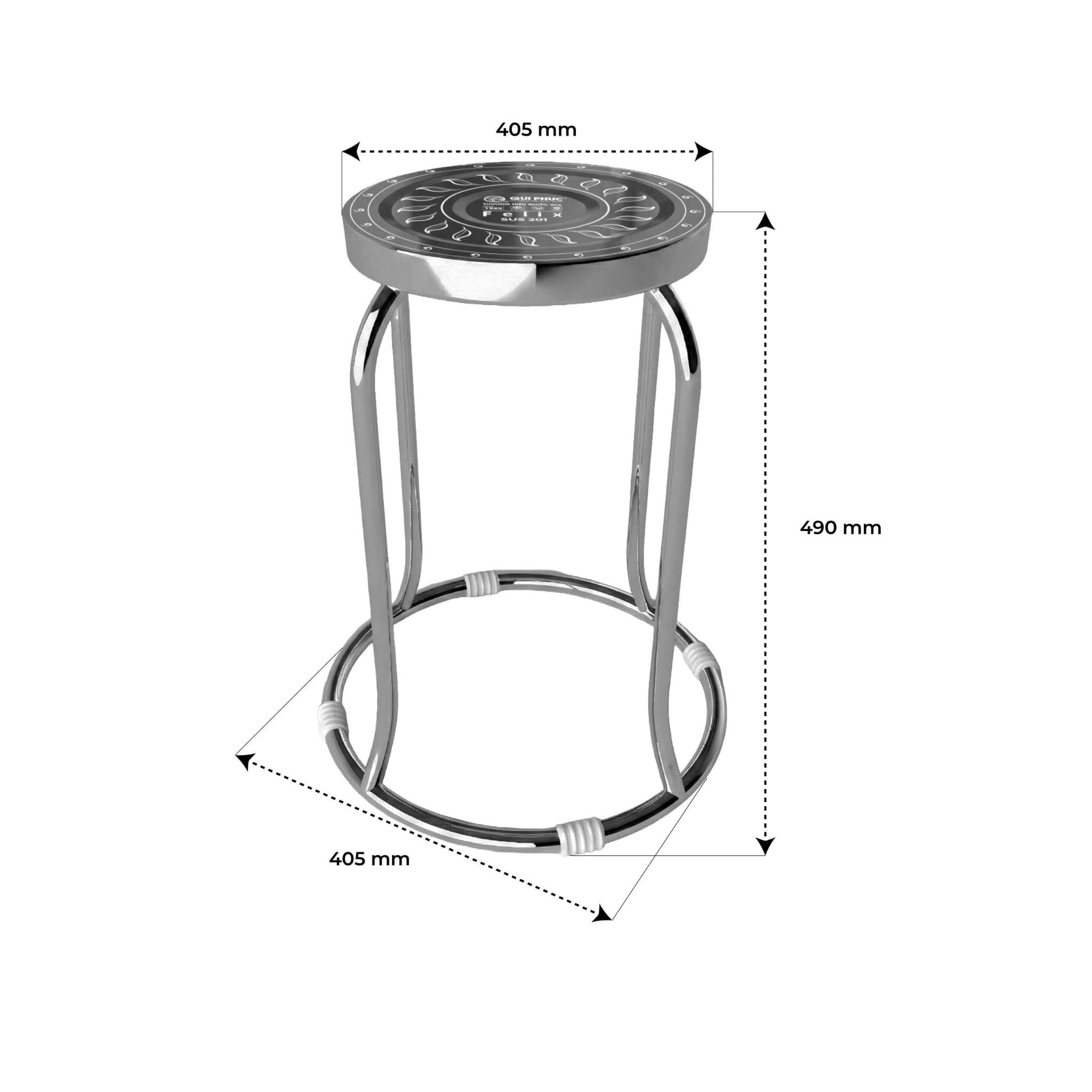  Ghế đôn inox FELIX mặt 28 phi 19 