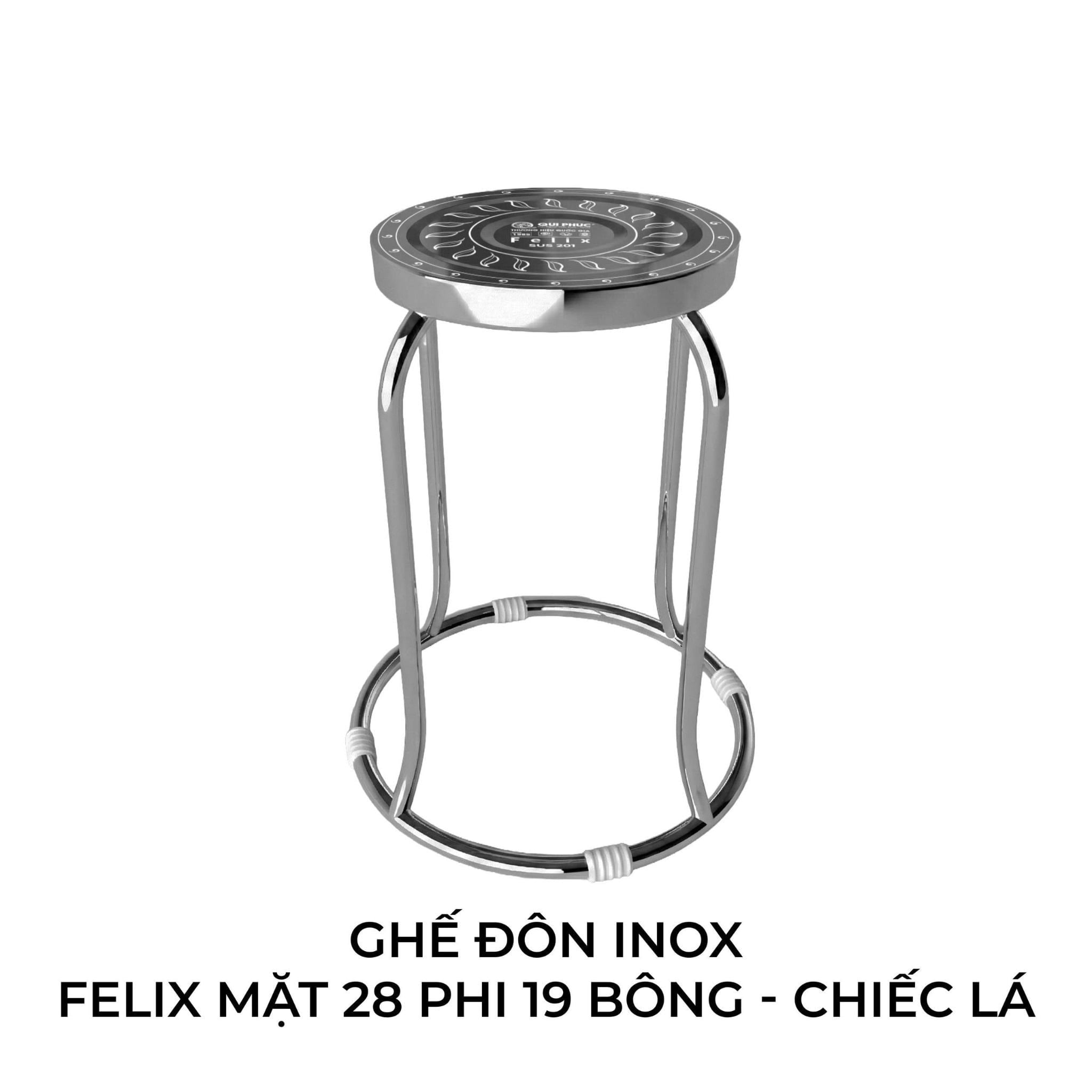  Ghế đôn inox FELIX mặt 28 phi 19 