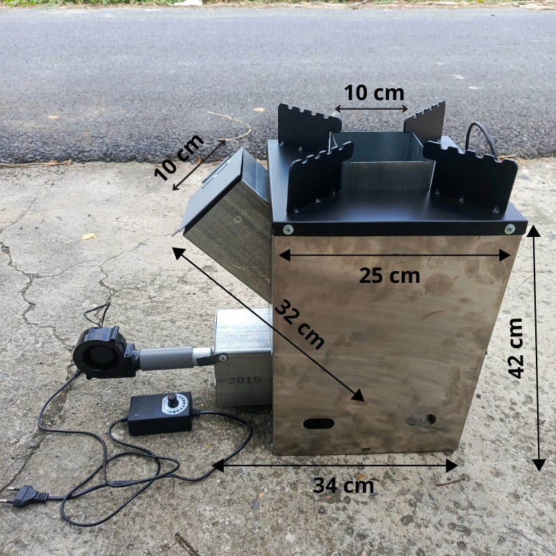 Bếp củi tên lửa họng củi 100m phiên bản cao cấp thân vỏ inox đẹp bền và an toàn