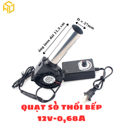 Quạt Thổi Khí Kèm Bộ Điều Tốc Turbo 12V/12W – Giải pháp tăng lửa mạnh cho bếp củi, bếp than, bếp dầu thải
