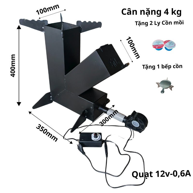 Bếp củi hỏa tiễn sài gòn họng củi 100m có kèm quạt  – tiết kiệm củi,lửa mạnh như bếp gas công nghiệp