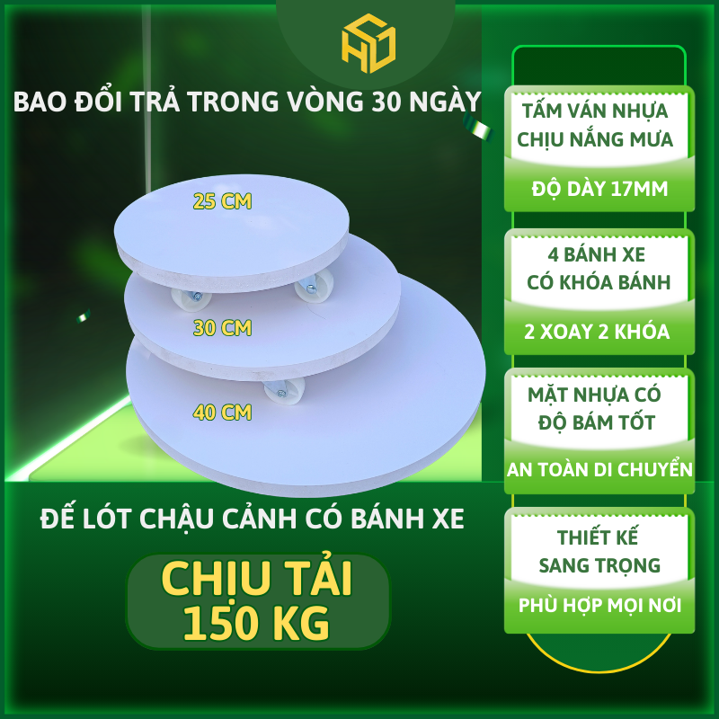 Đế Lót Đa Chậu Cây Composite Có Bánh Xe – Chịu Tải Nặng 150kg, Bền Đẹp & Tiện Lợi