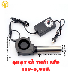 Quạt Thổi Khí Kèm Bộ Điều Tốc Turbo 12V/12W – Giải pháp tăng lửa mạnh cho bếp củi, bếp than, bếp dầu thải