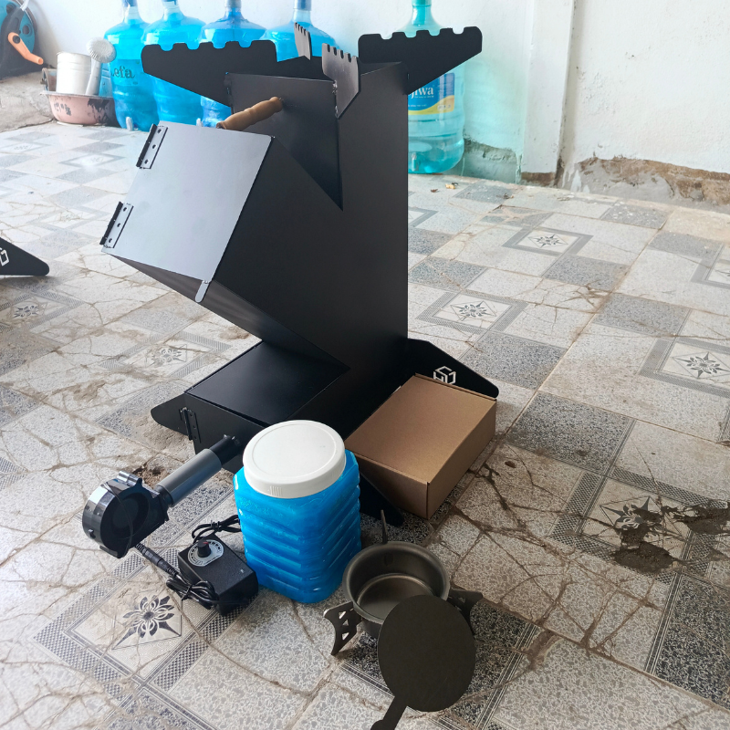 Bếp củi hỏa tiễn sài gòn họng củi 200m có kèm quạt  – dùng cho nồi 130 lit