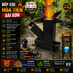 Bếp củi hỏa tiễn sài gòn họng củi 150m có kèm quạt  – dùng cho nồi 60 lit