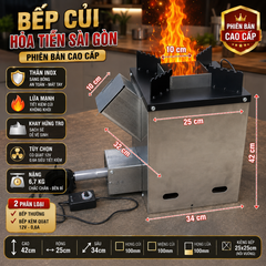Bếp củi tên lửa họng củi 100m phiên bản cao cấp thân vỏ inox đẹp bền và an toàn