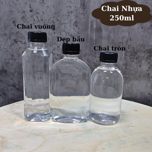 Chai nhựa PET 250ml –  chai đựng trà sữa, nước ép, cà phê mang đi