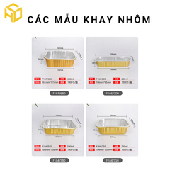Khay nhôm (khay nhôm chữ nhật) màu vàng cao cấp đựng thực phẩm đủ size