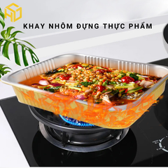 Khay nhôm (khay nhôm chữ nhật) màu vàng cao cấp đựng thực phẩm đủ size