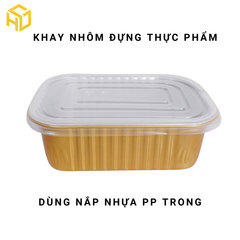 Khay nhôm (khay nhôm chữ nhật) màu vàng cao cấp đựng thực phẩm đủ size