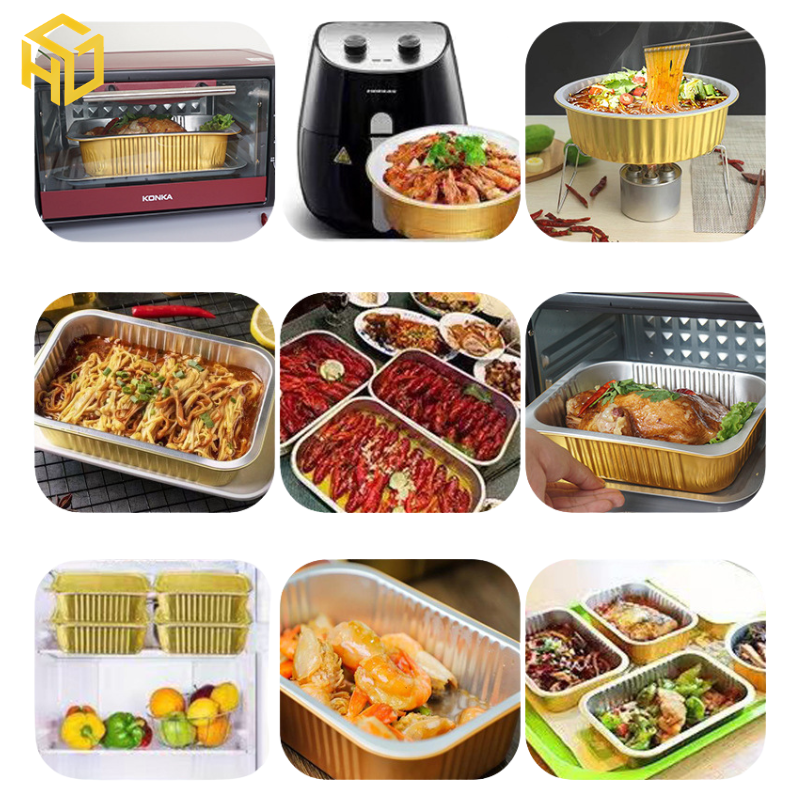 Khay nhôm (khay nhôm chữ nhật) màu vàng cao cấp đựng thực phẩm đủ size