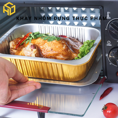 Khay nhôm (khay nhôm chữ nhật) màu vàng cao cấp đựng thực phẩm đủ size