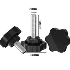 Bộ 5 Núm vặn nhựa bóng | Núm vặn tay bông mai nhựa ren M5 M6 M8