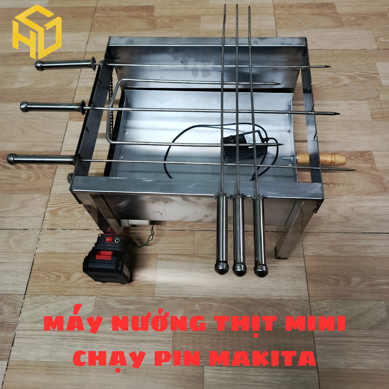 Máy Nướng Thịt Mini Tự Động Dùng Pin Makita – Tiện Lợi Cho Gia Đình Đi Cắm Trại Không Có Điện