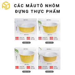 Tô nhôm (khay nhôm tròn) màu vàng cao cấp đựng thực phẩm đủ size