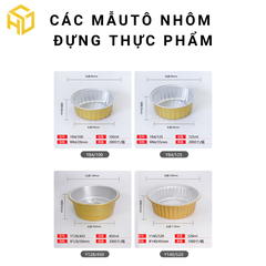 Tô nhôm (khay nhôm tròn) màu vàng cao cấp đựng thực phẩm đủ size