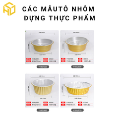 Tô nhôm (khay nhôm tròn) màu vàng cao cấp đựng thực phẩm đủ size