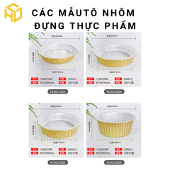 Tô nhôm (khay nhôm tròn) màu vàng cao cấp đựng thực phẩm đủ size