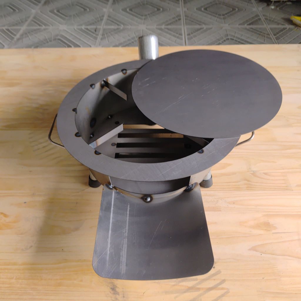 Bếp củi cải tiến Hương Giang siêu bền tròn 40cm nấu -nướng- lẩu có bệ đỡ củi, ống khói, chống đen nồi