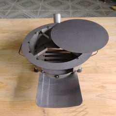 Bếp củi cải tiến Hương Giang siêu bền tròn 40cm nấu -nướng- lẩu có bệ đỡ củi, ống khói, chống đen nồi