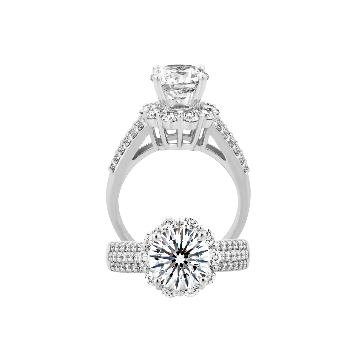 Ổ nhẫn nữ kim cương tấm vàng 18K Aindrea N 2CT