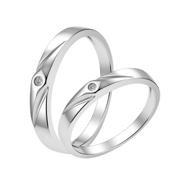 Nhẫn cưới nam kim cương viên vàng 14K Attachful M
