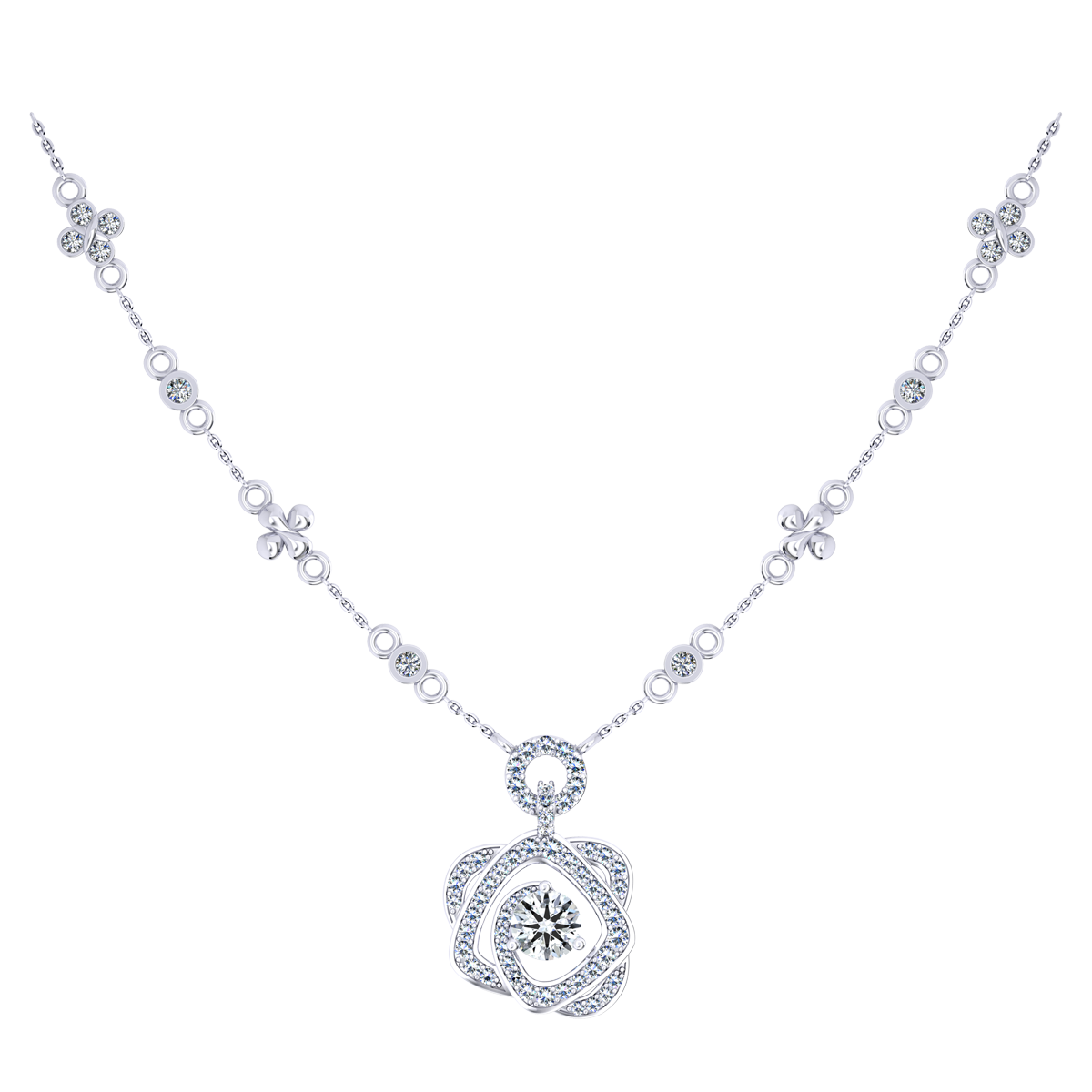 Mặt kim cương 8 Hearts & Arrows vàng 14K Blooming Rose RD H&A 2C