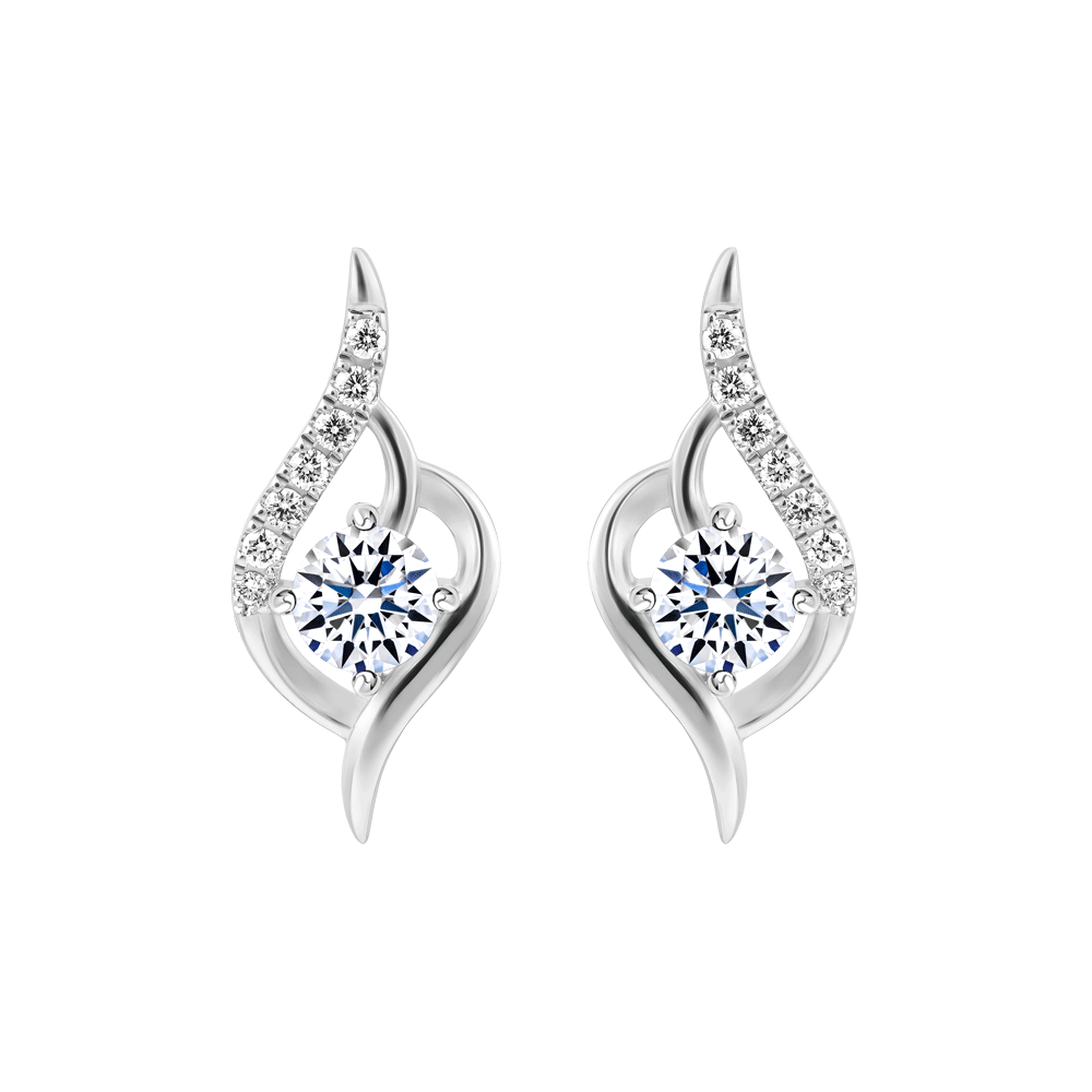 Hoa tai kim cương viên vàng 14K Brighting GIA 2C