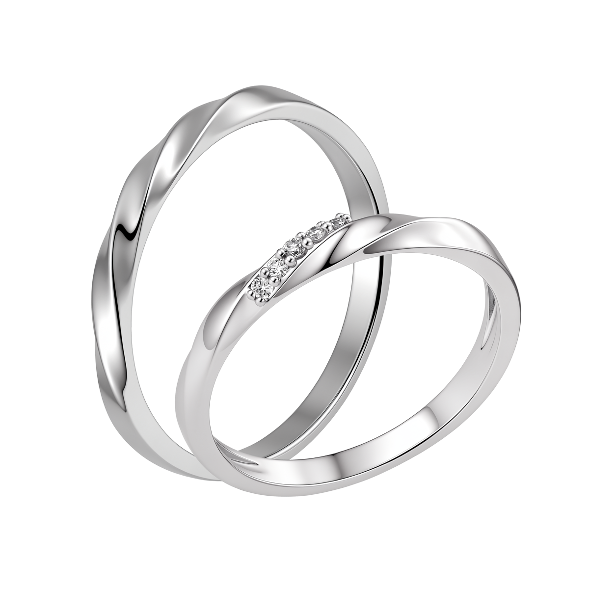 Nhẫn cưới nam vàng 14K Curling M