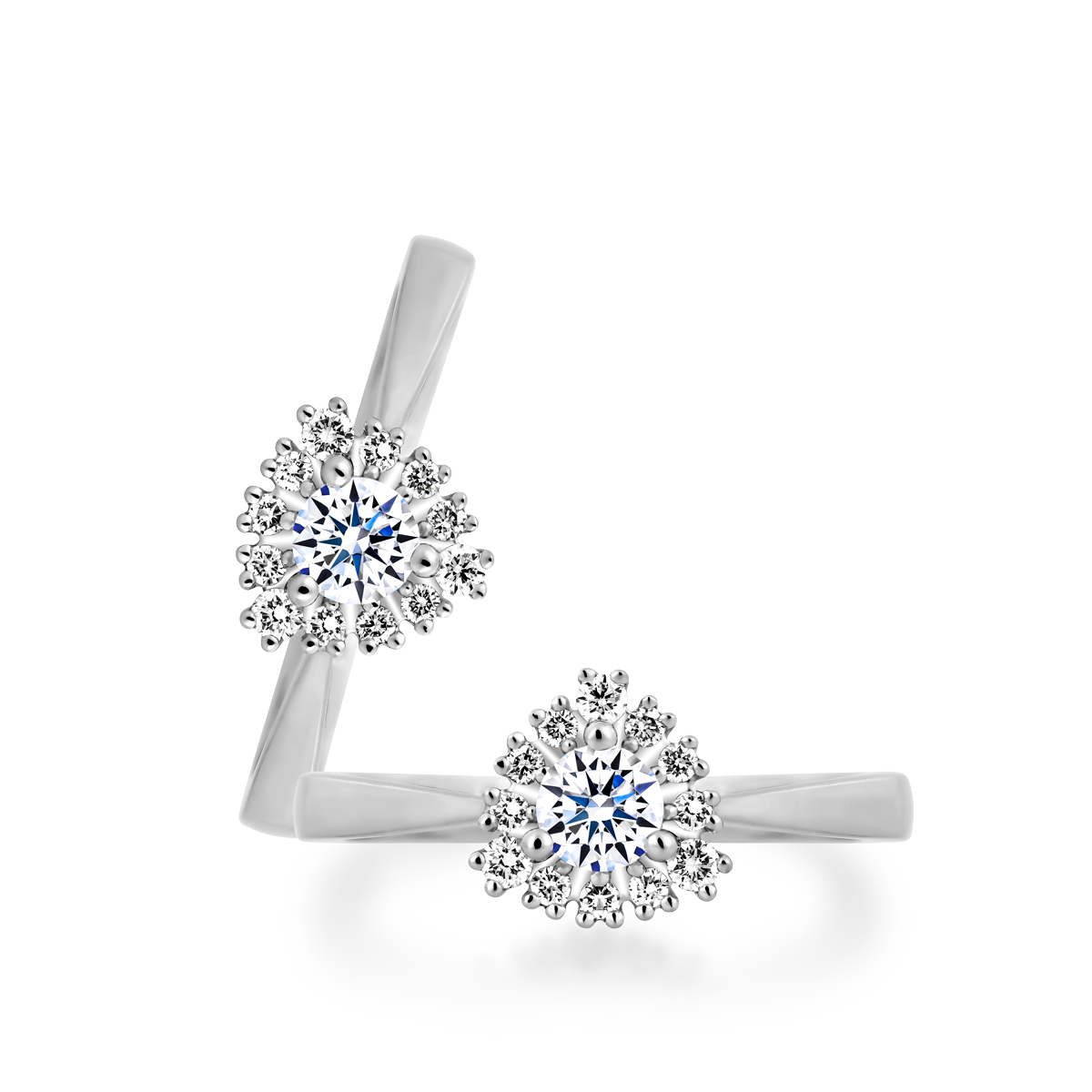 Nhẫn nữ kim cương 8 Hearts & Arrows vàng 14K Edeline N H&A 2C