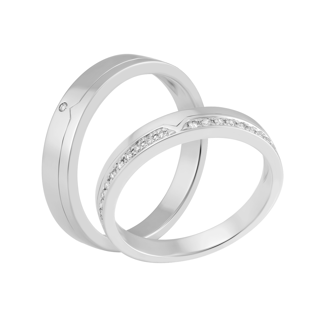 Nhẫn cưới nam kim cương viên vàng 14K Heartiness M