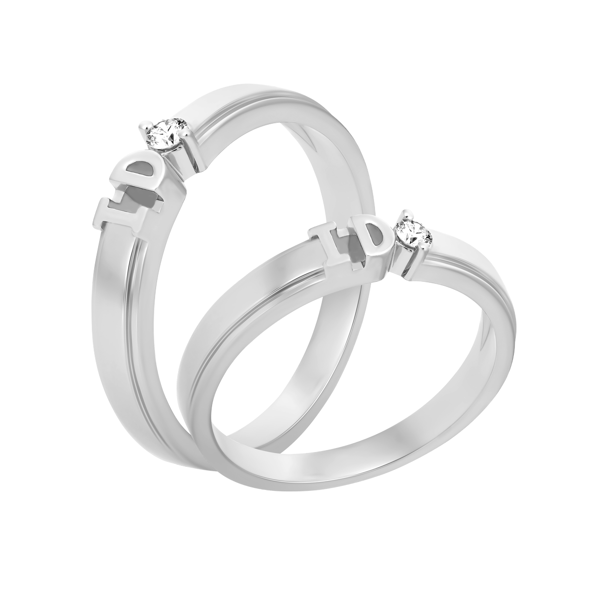 Nhẫn cưới nữ kim cương viên vàng 14K I do F