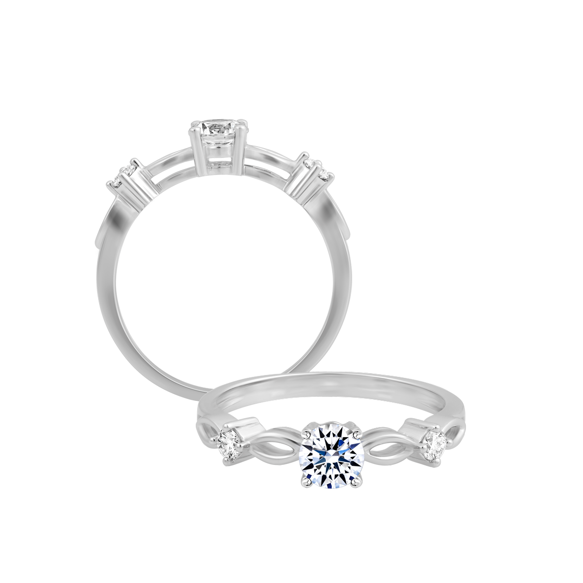 Nhẫn nữ kim cương viên vàng 14K Integration GIA 3C