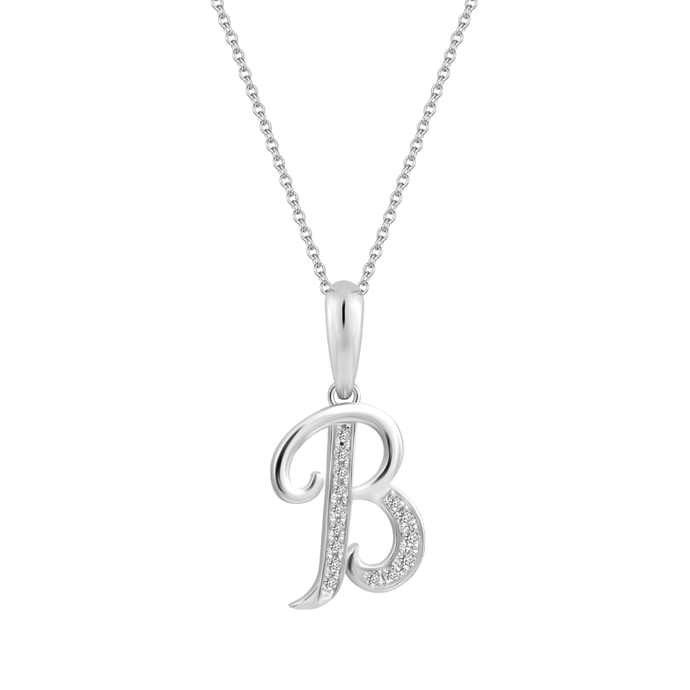 Mặt kim cương viên vàng 14K Letter B