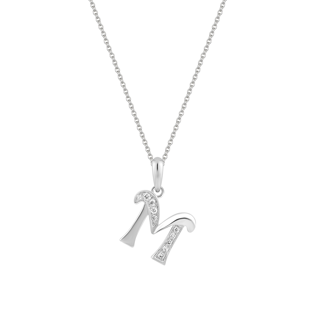 Mặt kim cương viên vàng 14K Letter M
