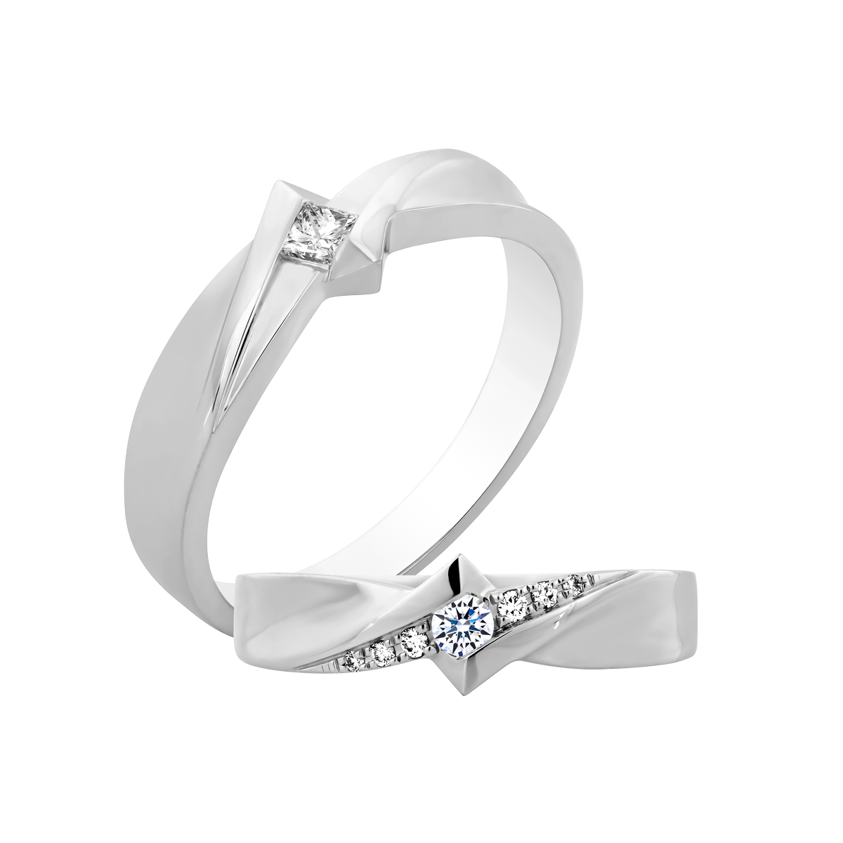 Nhẫn cưới nữ kim cương viên vàng 14K Luminous RD1C F