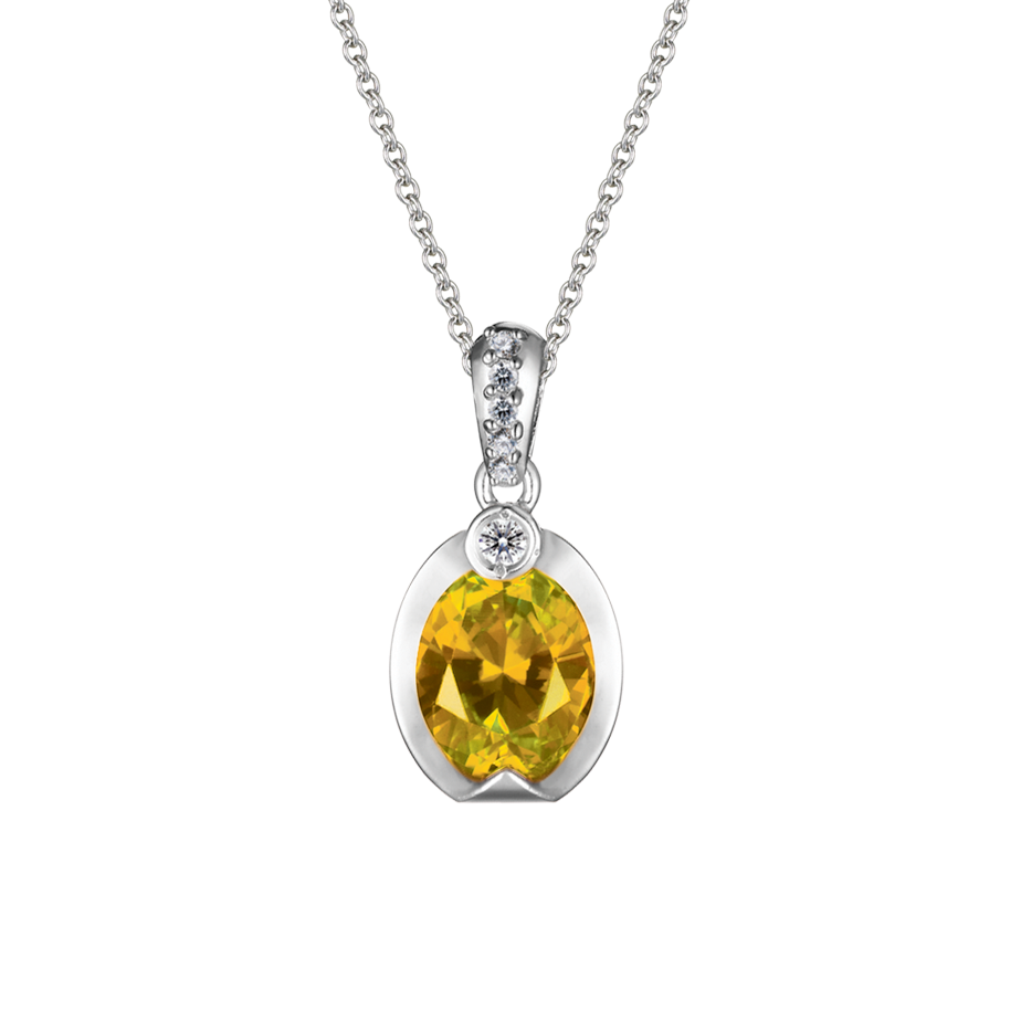 Mặt đính đá màu Citrine vàng 10K Lusita S.Cit