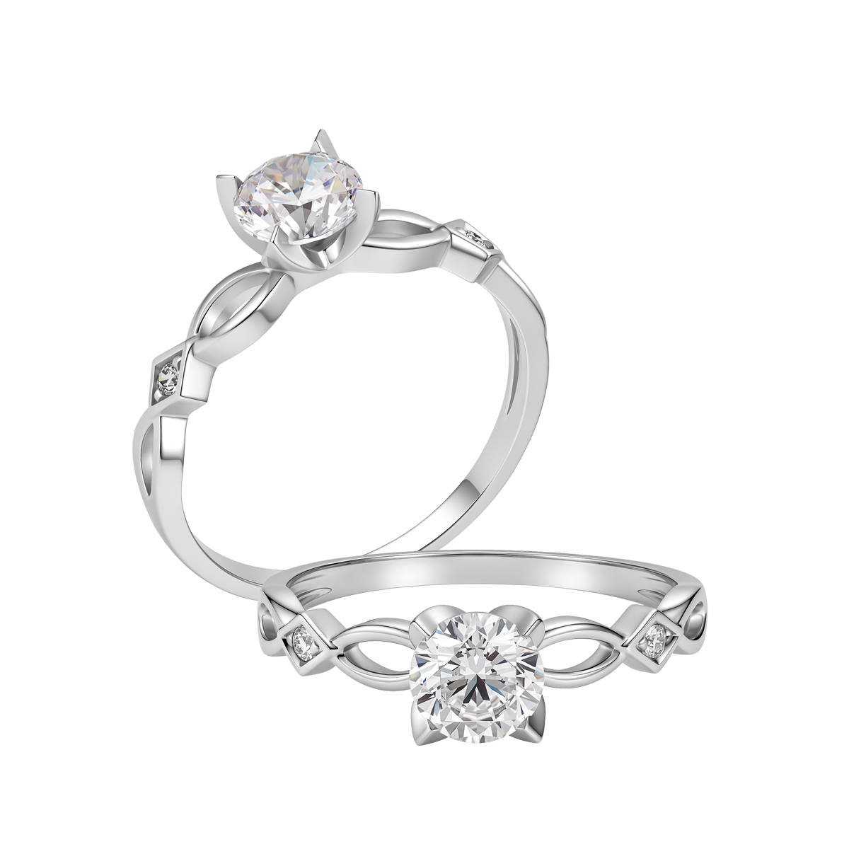 Ổ nhẫn nữ kim cương tấm vàng 14K Olivan 5C
