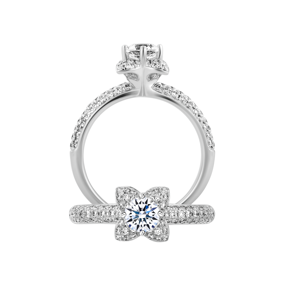 Ổ nhẫn nữ kim cương tấm vàng 14K Ratline 3C
