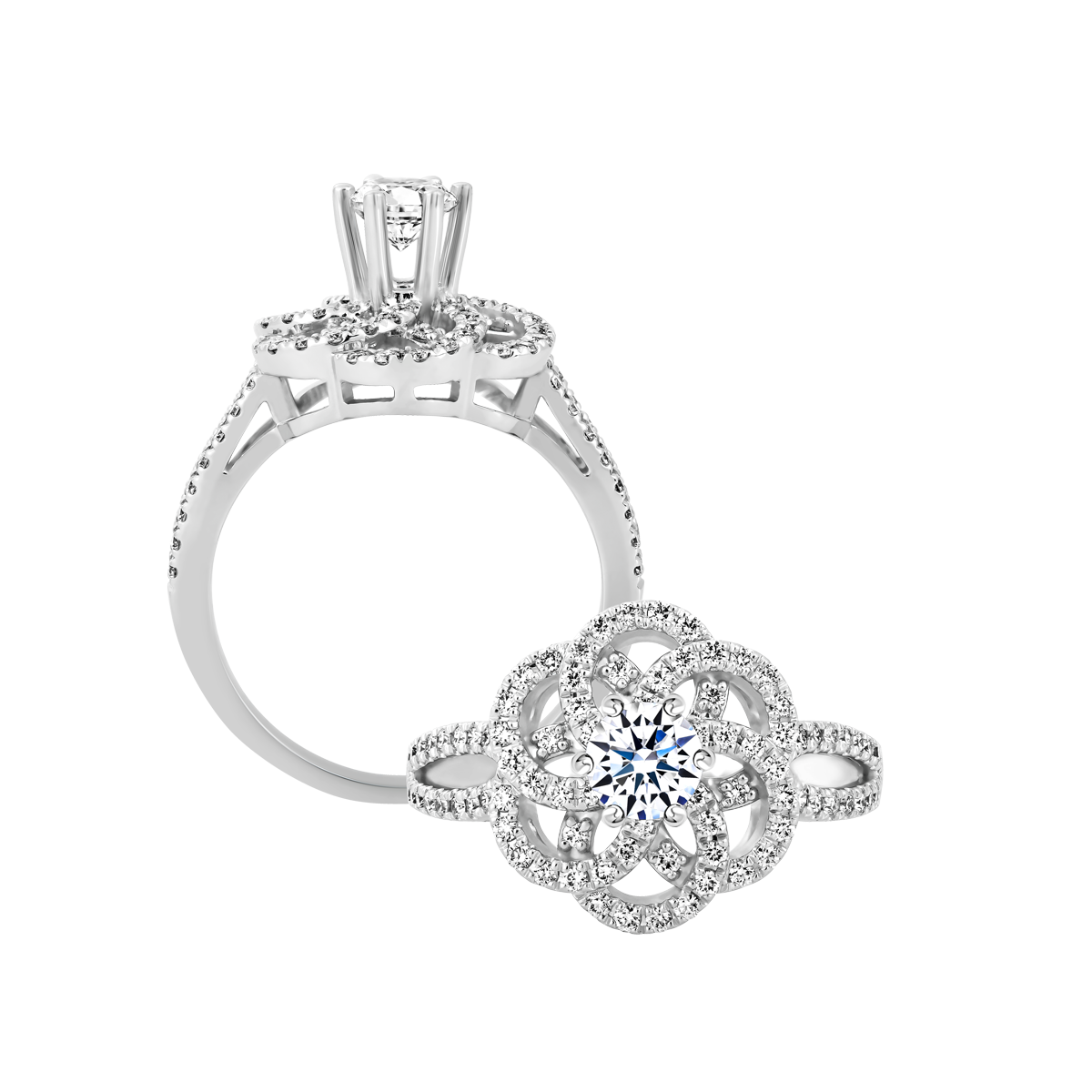 Ổ nhẫn nữ kim cương tấm vàng 14K Sincere 3C