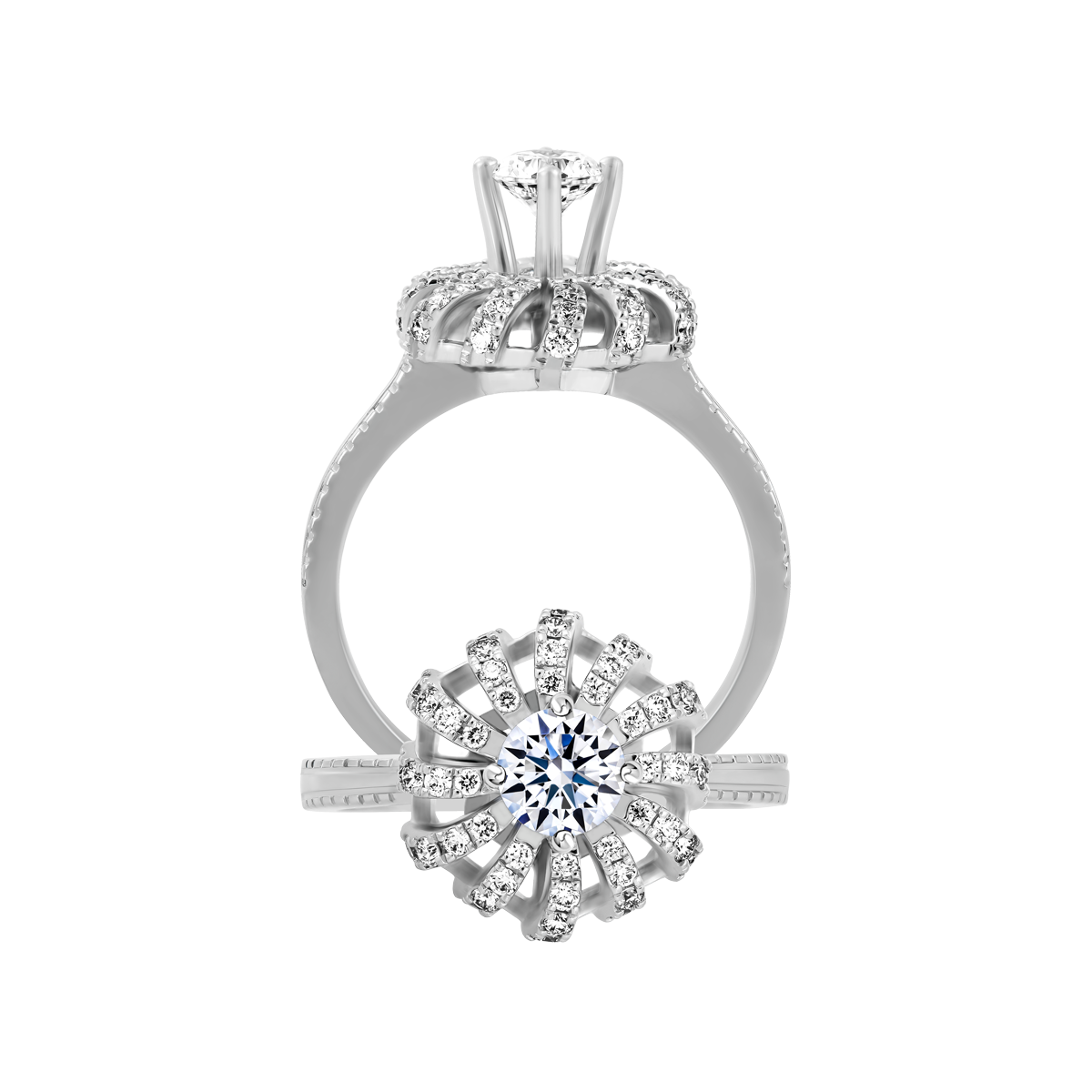 Ổ nhẫn nữ kim cương tấm vàng 14K Smooth N 3C