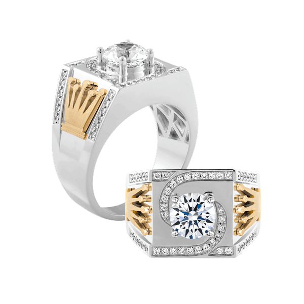 Ổ nhẫn nam kim cương tấm vàng 14K Super V2 5C WY