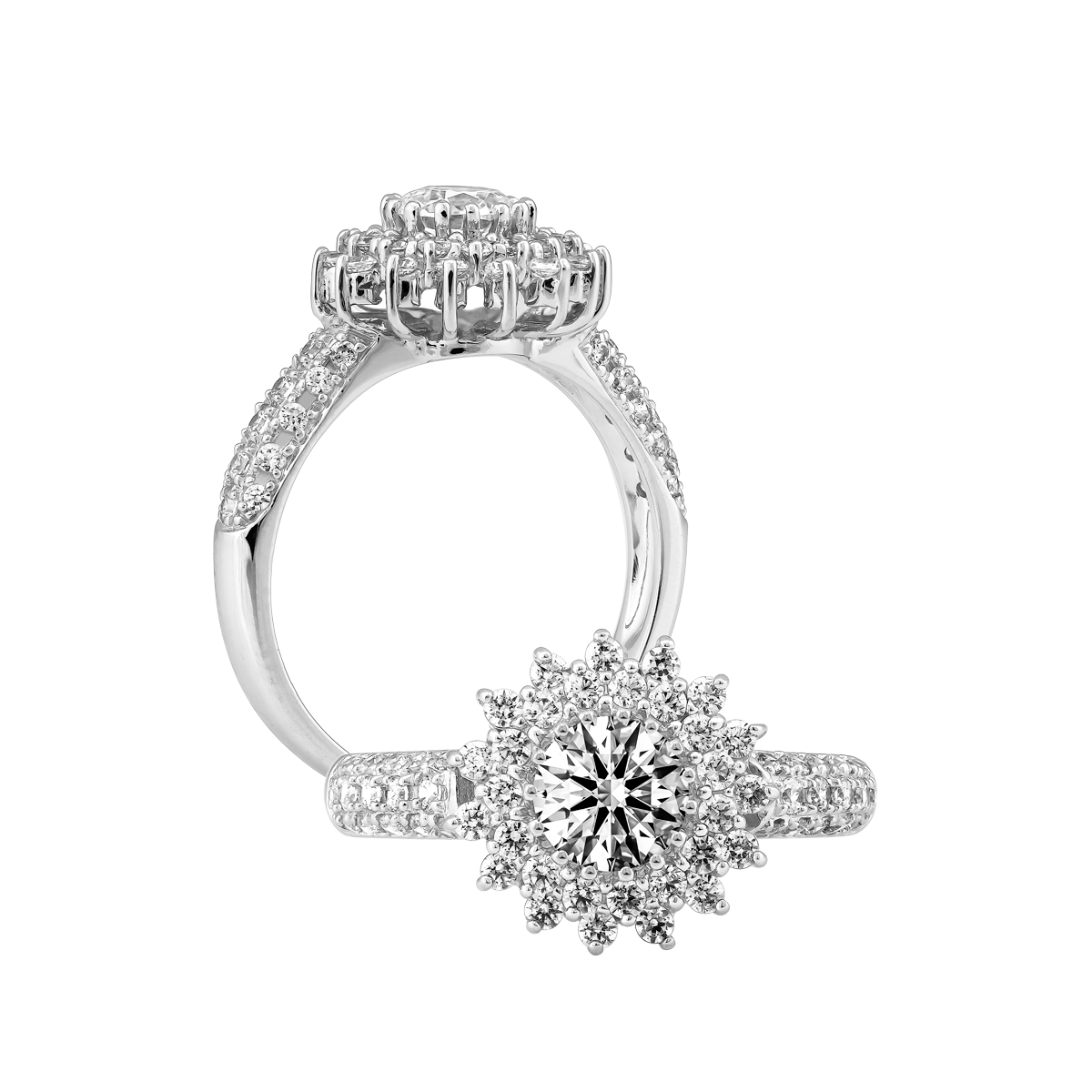 Ổ nhẫn nữ kim cương tấm vàng 14K Tredway N 3C