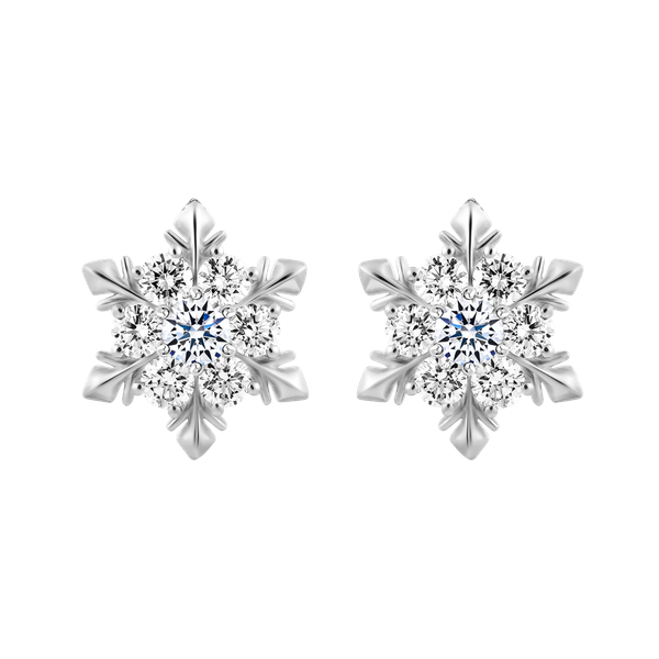 Hoa tai đính đá CZ vàng 14K Snowing 5p