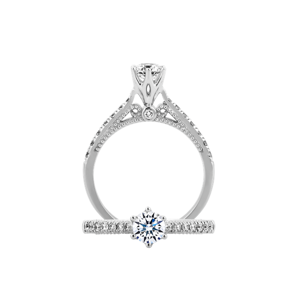 Ổ nhẫn nữ kim cương tấm vàng 14K Bonjour 3C